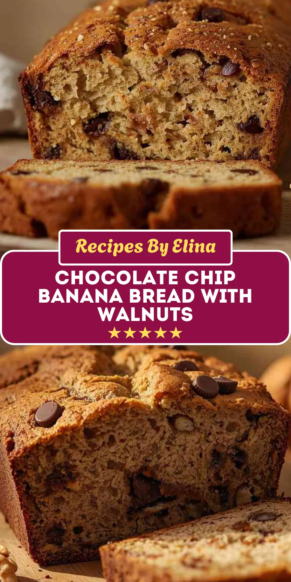 Chocolate Chip Banana Bread with Walnuts