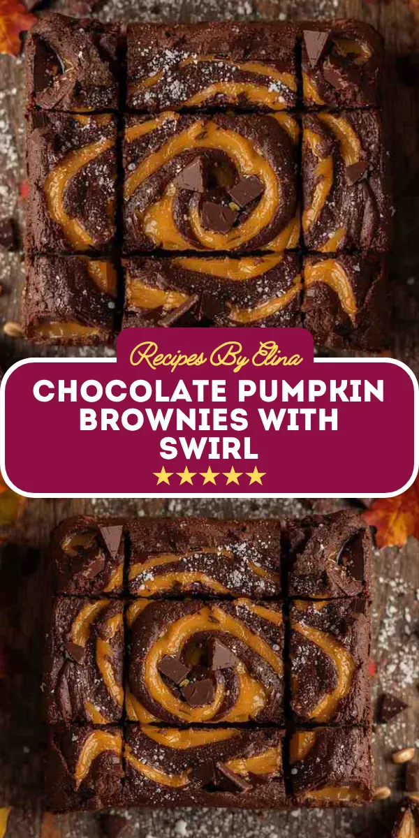 Chocolate Pumpkin Brownies with Swirl