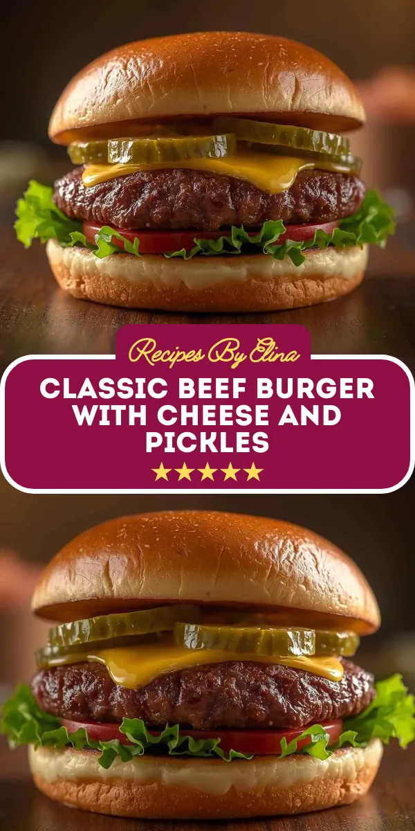 Classic Beef Burger with Cheese and Pickles