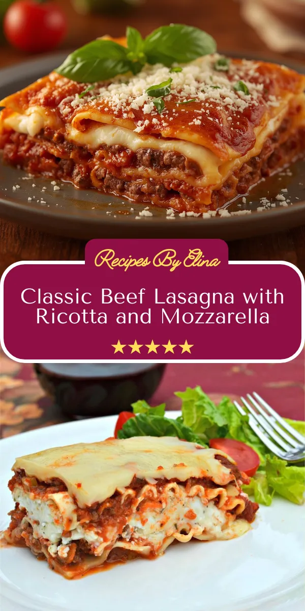 Classic Beef Lasagna with Ricotta and Mozzarella