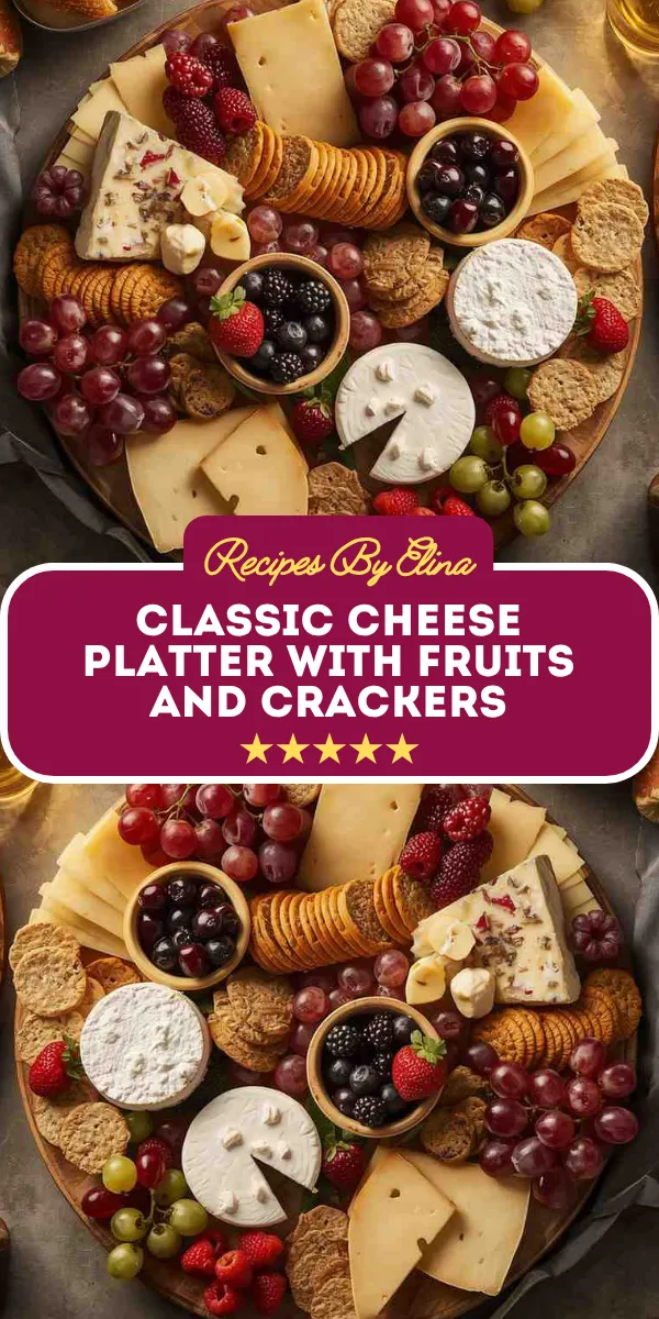 Classic Cheese Platter with Fruits and Crackers