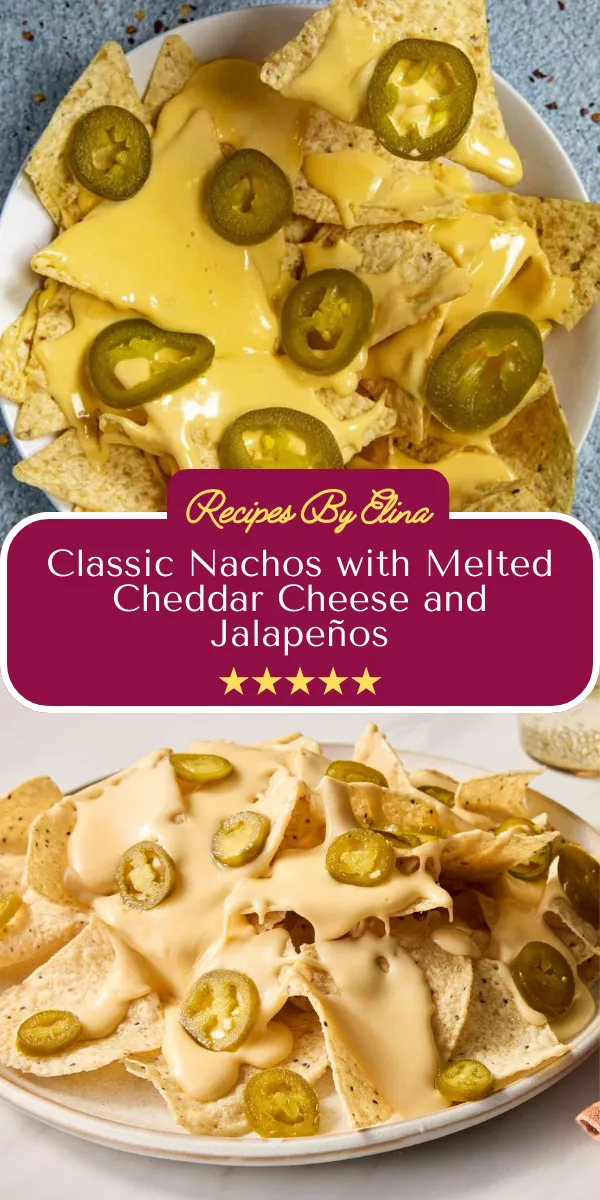 Classic Nachos with Melted Cheddar Cheese and Jalapeños