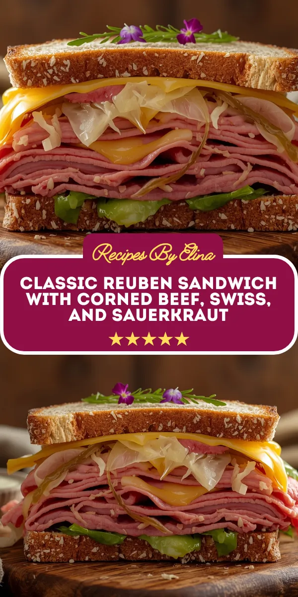 Classic Reuben Sandwich with Corned Beef, Swiss, and Sauerkraut