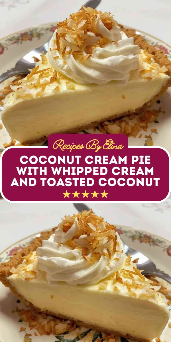 Coconut Cream Pie with Whipped Cream and Toasted Coconut