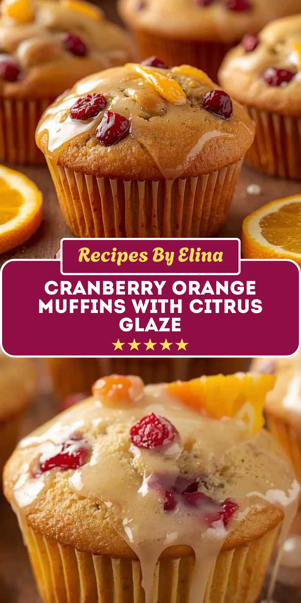 Cranberry Orange Muffins with Citrus Glaze