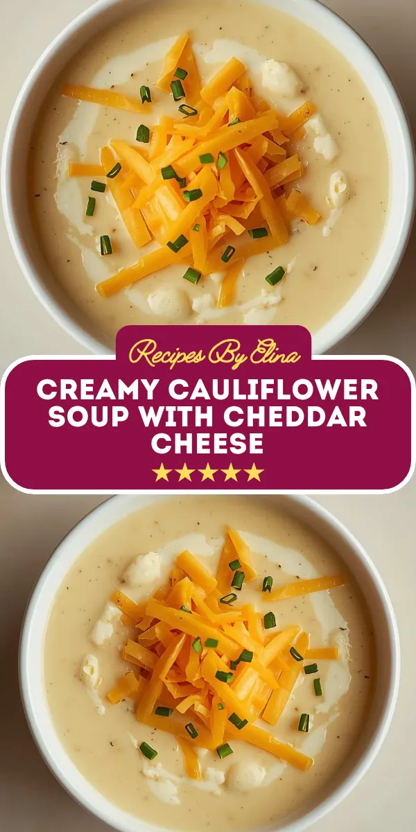 Creamy Cauliflower Soup with Cheddar Cheese