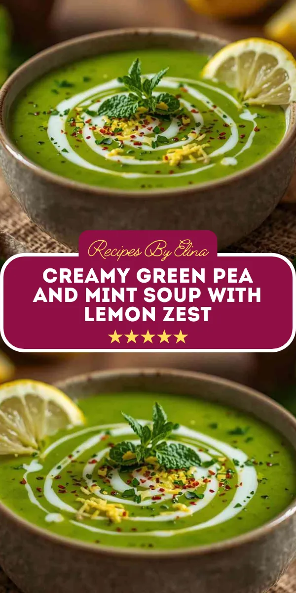 Creamy Green Pea and Mint Soup with Lemon Zest