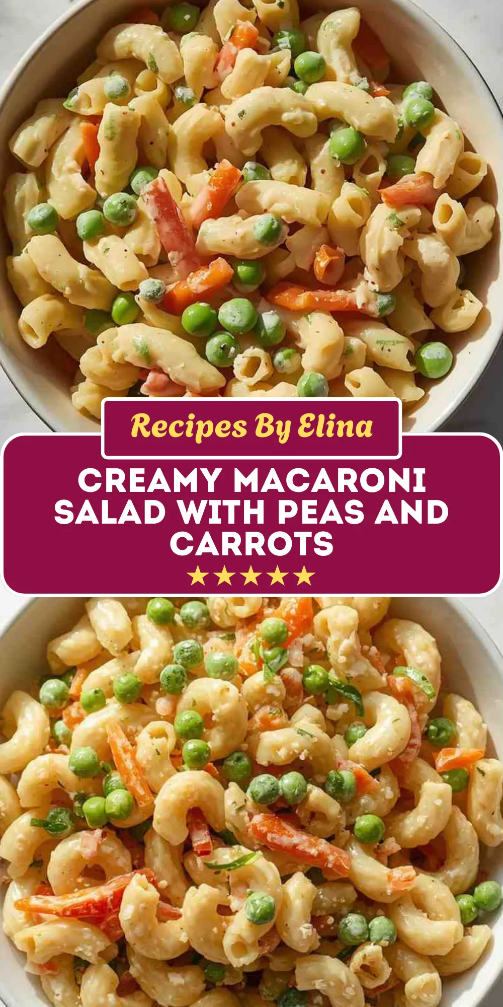Creamy Macaroni Salad with Peas and Carrots