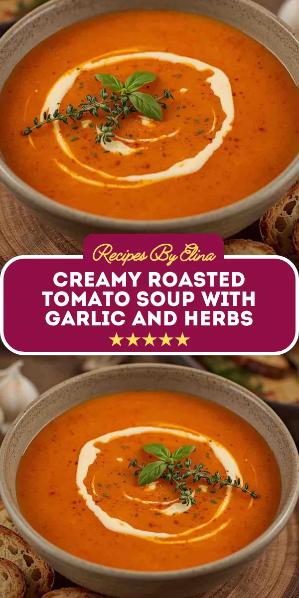Creamy Roasted Tomato Soup with Garlic and Herbs