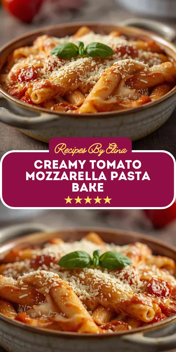 Creamy Tomato Mozzarella Pasta Bake