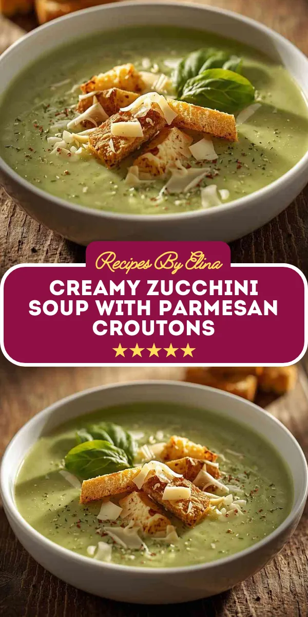 Creamy Zucchini Soup with Parmesan Croutons