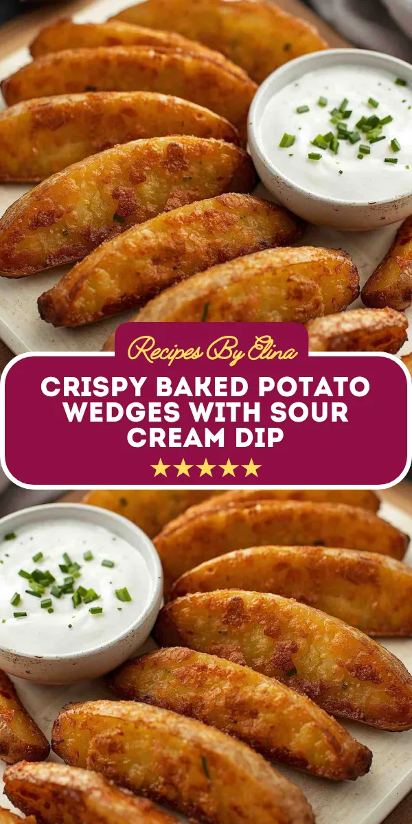 Crispy Baked Potato Wedges with Sour Cream Dip