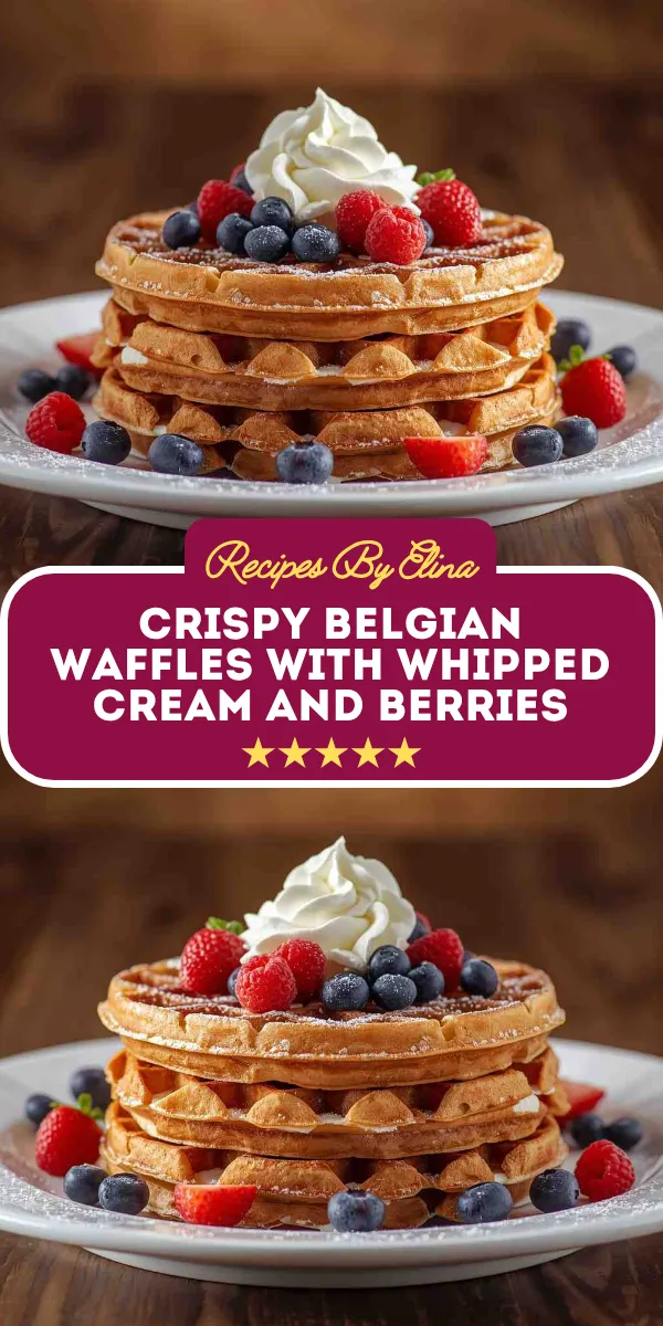 Crispy Belgian Waffles with Whipped Cream and Berries