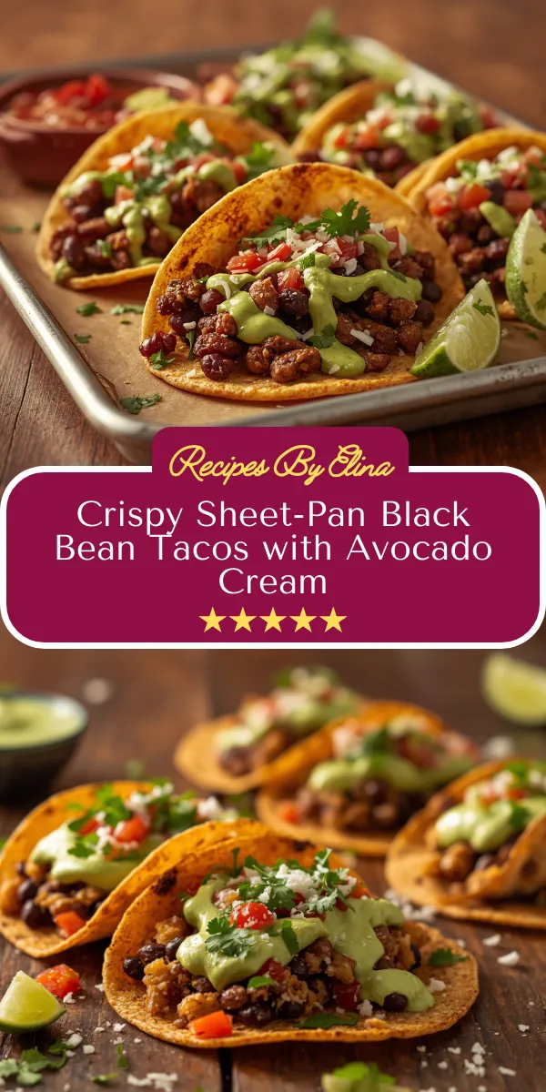 Crispy Sheet-Pan Black Bean Tacos with Avocado Cream