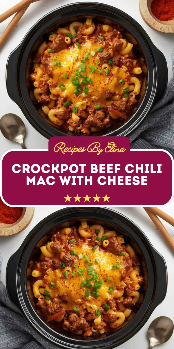 Crockpot Beef Chili Mac with Cheese