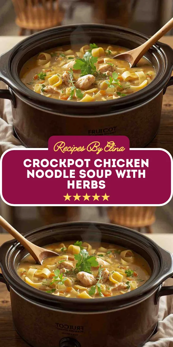 Crockpot Chicken Noodle Soup with Herbs