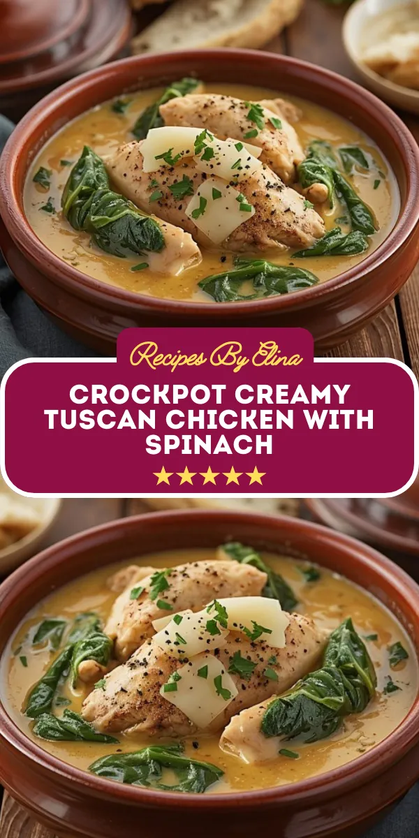 Crockpot Creamy Tuscan Chicken with Spinach