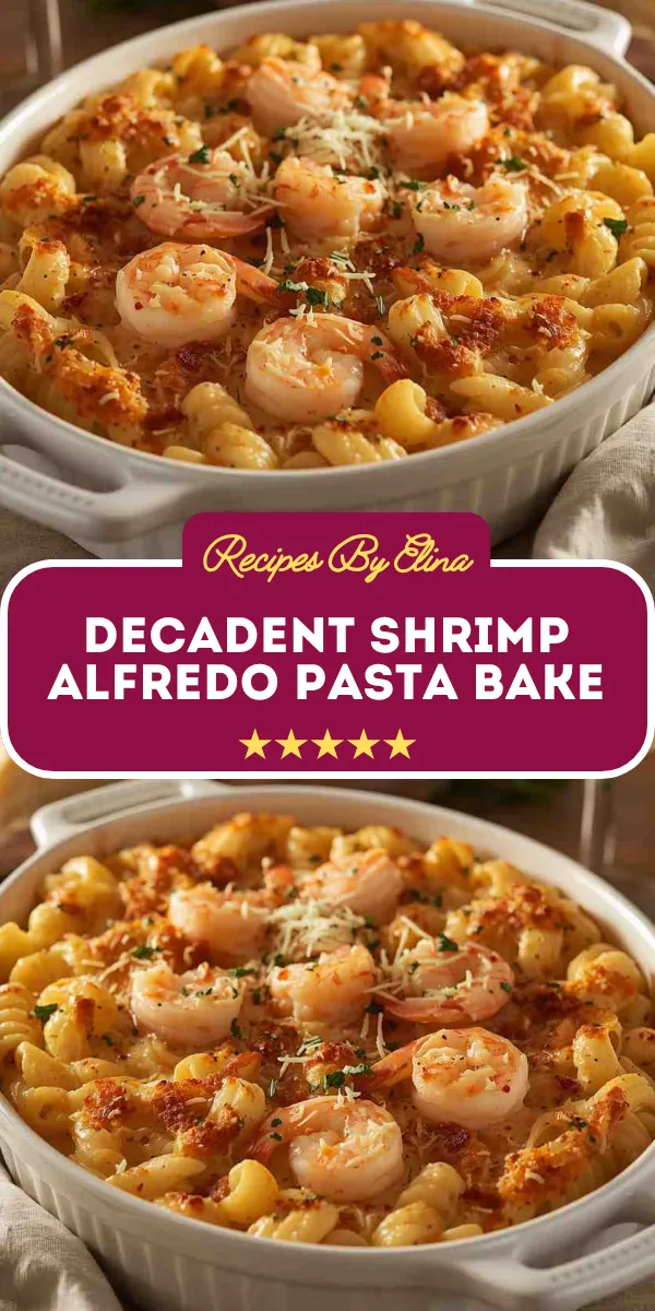Decadent Shrimp Alfredo Pasta Bake