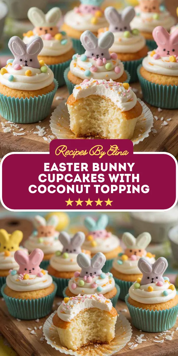 Easter Bunny Cupcakes with Coconut Topping