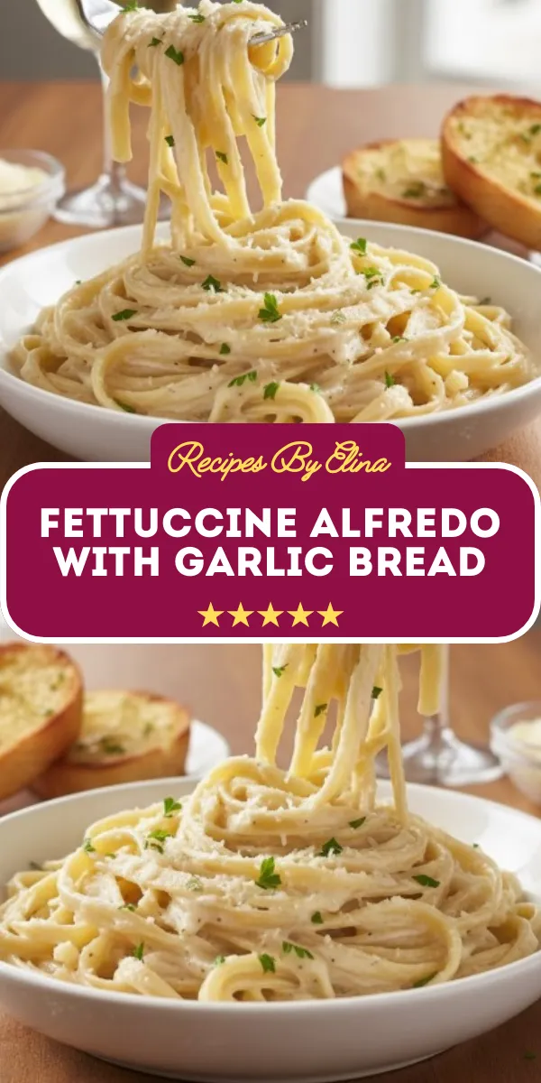 Fettuccine Alfredo with Garlic Bread