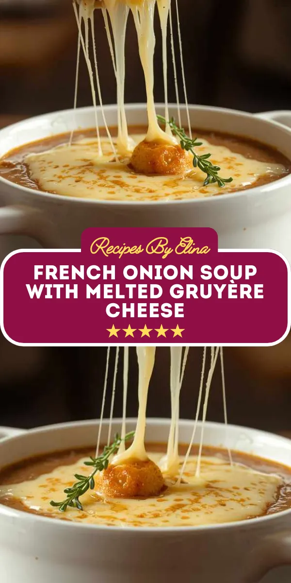 French Onion Soup with Melted Gruyère Cheese