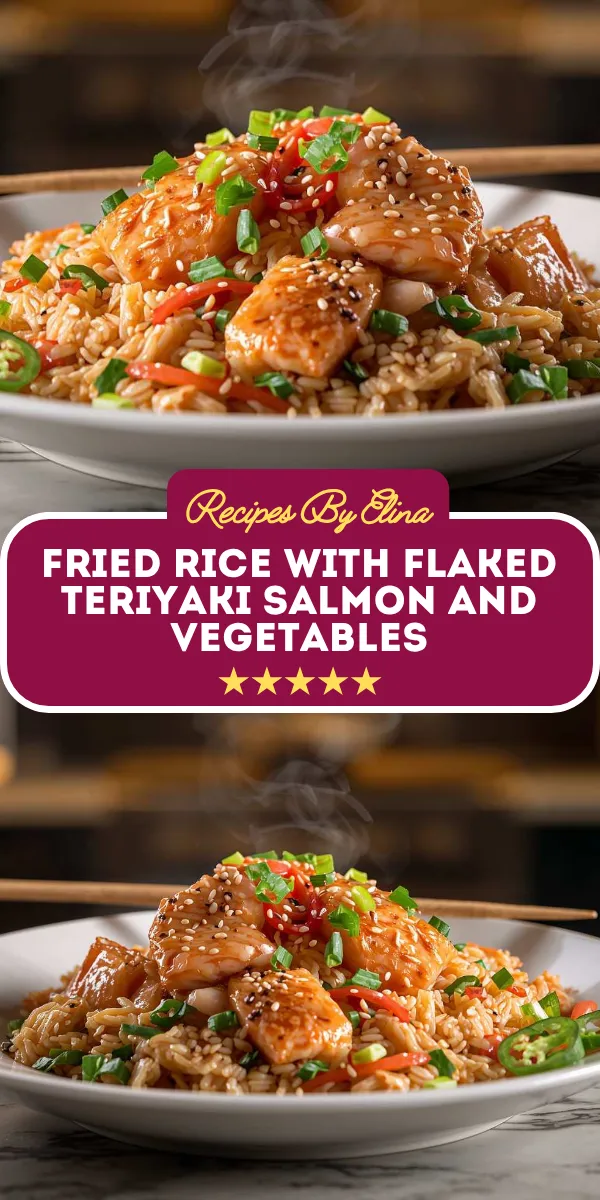 Fried Rice with Flaked Teriyaki Salmon and Vegetables
