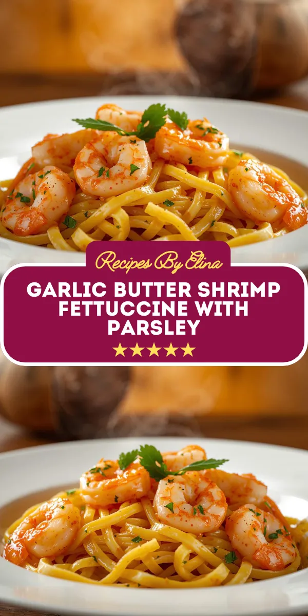 Garlic Butter Shrimp Fettuccine with Parsley