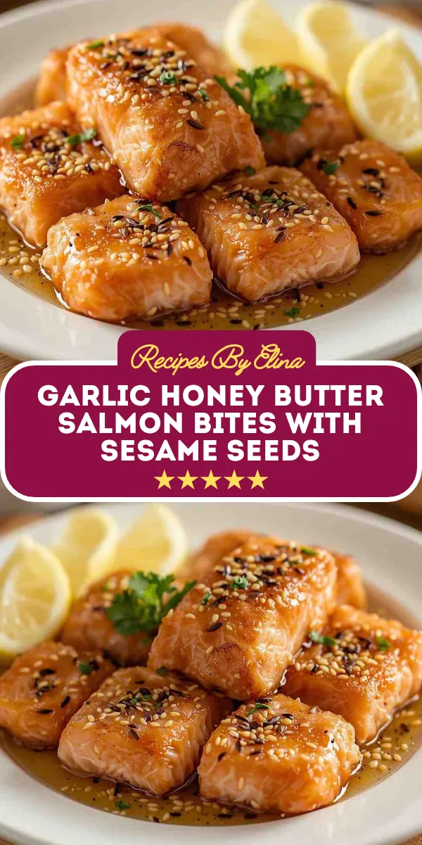 Garlic Honey Butter Salmon Bites with Sesame Seeds