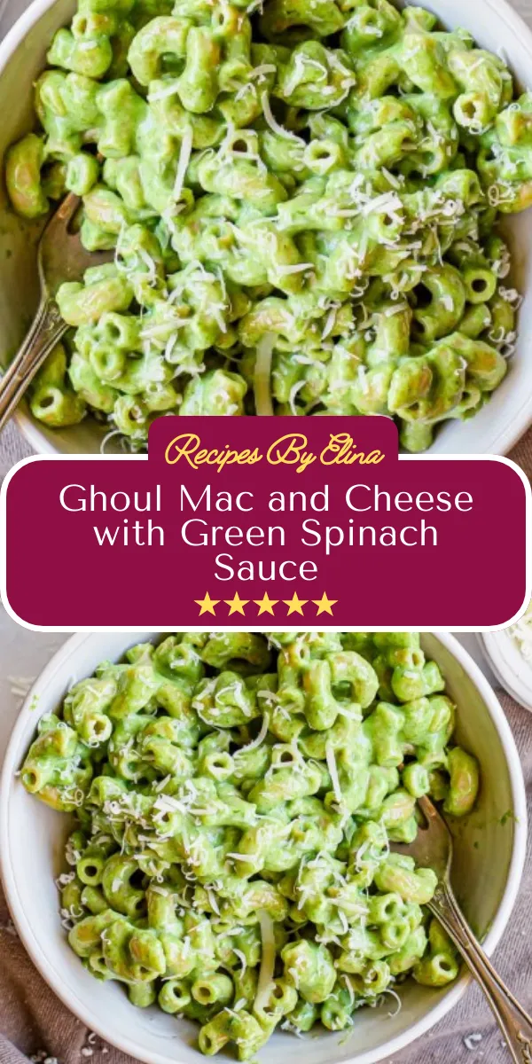 Ghoul Mac and Cheese with Green Spinach Sauce