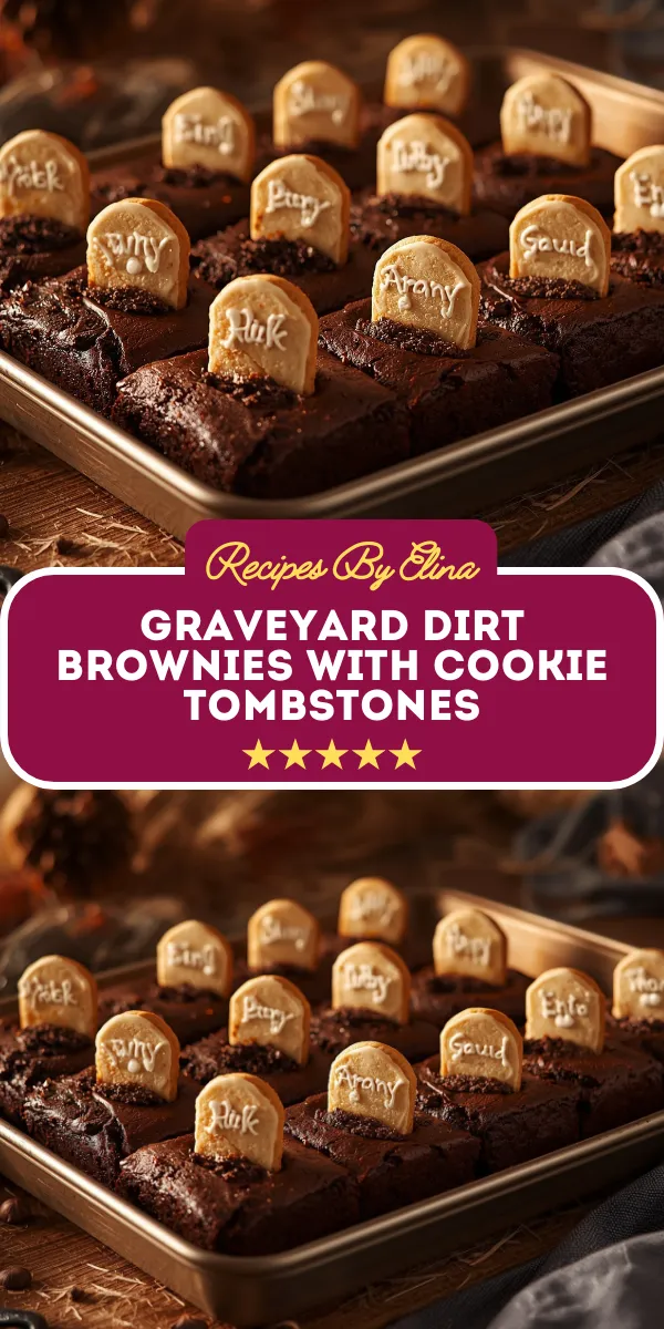 Graveyard Dirt Brownies with Cookie Tombstones