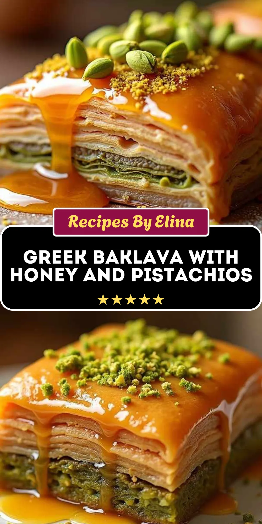Greek Baklava with Honey and Pistachios