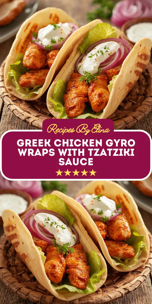 Greek Chicken Gyro Wraps with Tzatziki Sauce