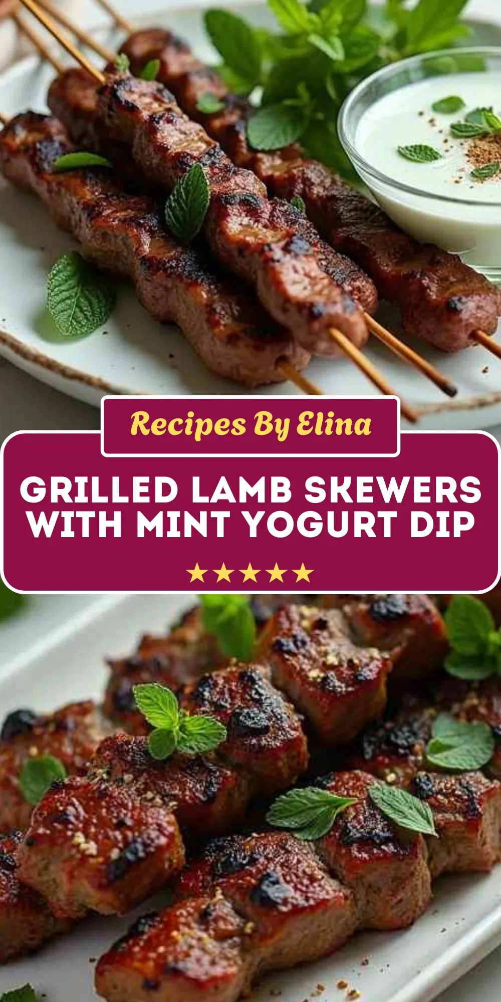 Grilled Lamb Skewers with Mint Yogurt Dip