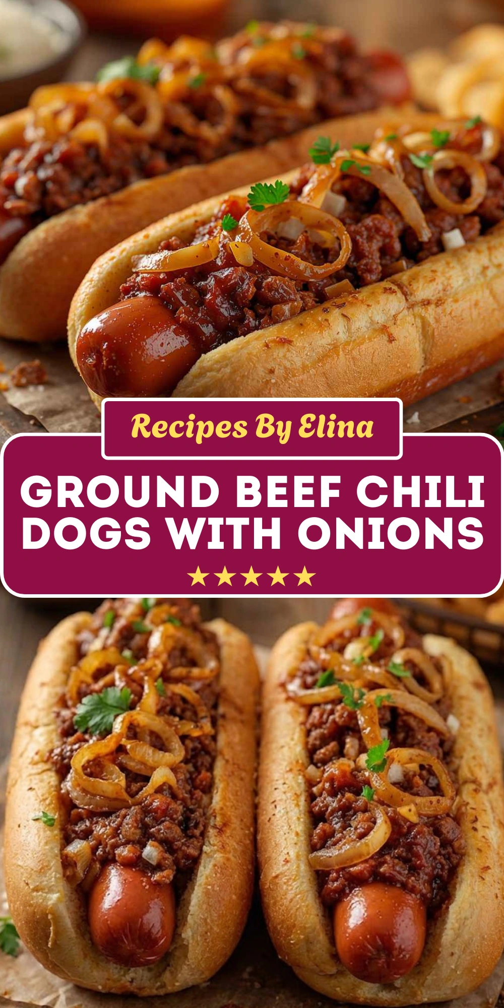 Ground Beef Chili Dogs with Onions