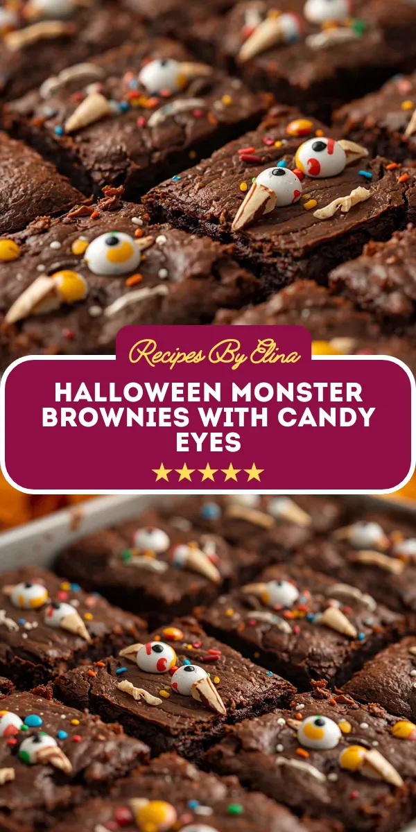 Halloween Monster Brownies with Candy Eyes