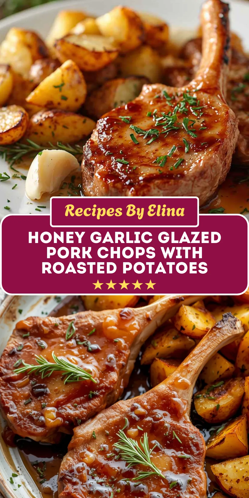 Honey Garlic Glazed Pork Chops with Roasted Potatoes