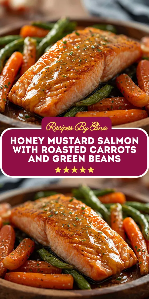 Honey Mustard Salmon with Roasted Carrots and Green Beans