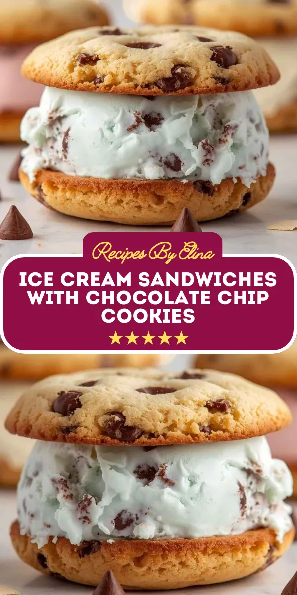 Ice Cream Sandwiches with Chocolate Chip Cookies
