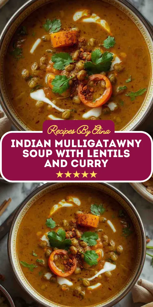 Indian Mulligatawny Soup with Lentils and Curry