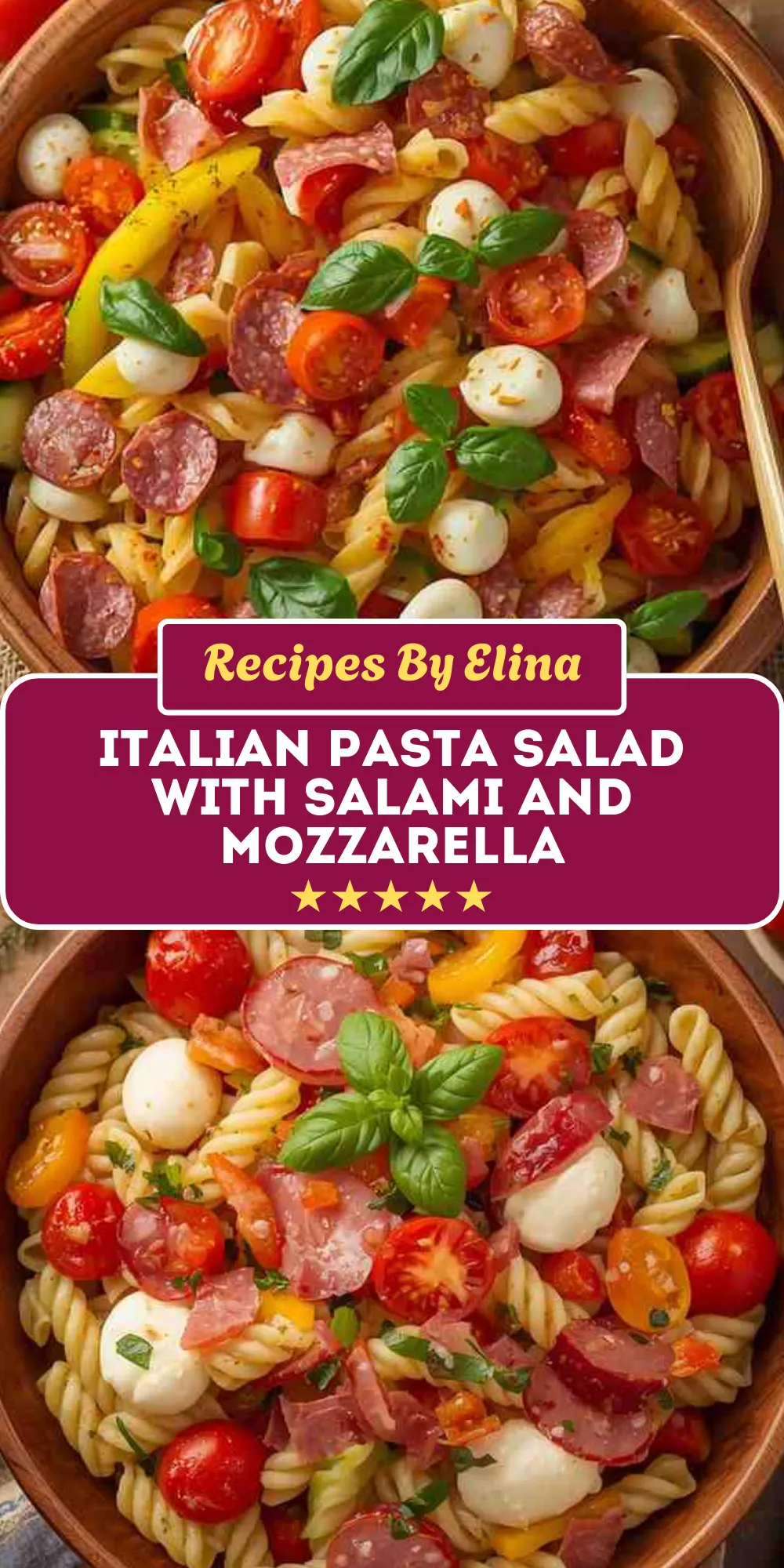 Italian Pasta Salad with Salami and Mozzarella