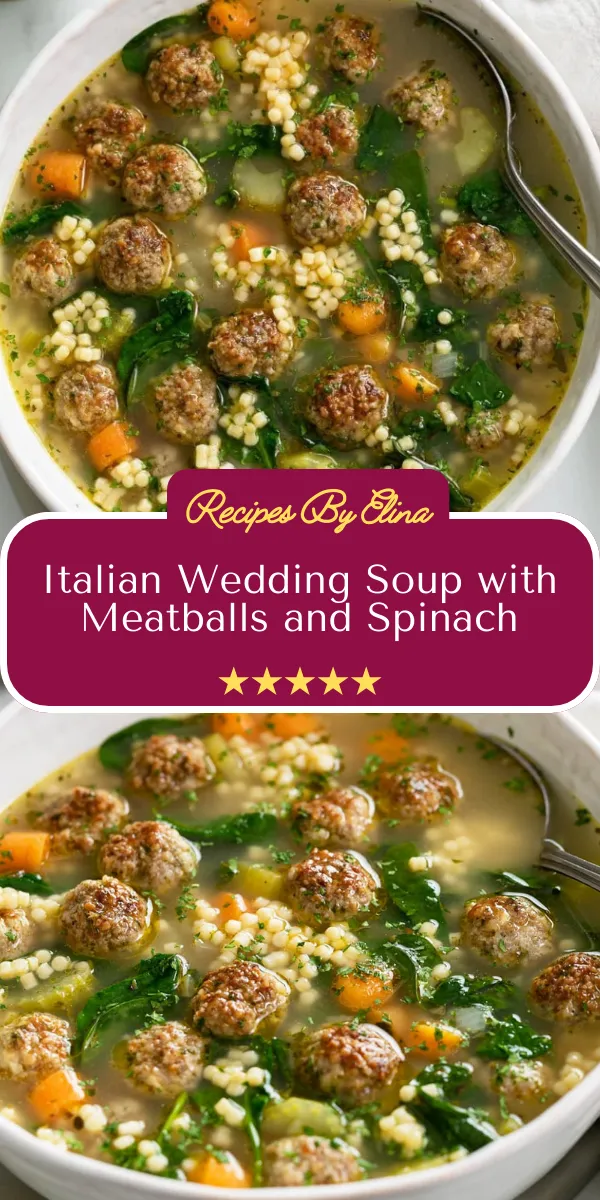 Italian Wedding Soup with Meatballs and Spinach