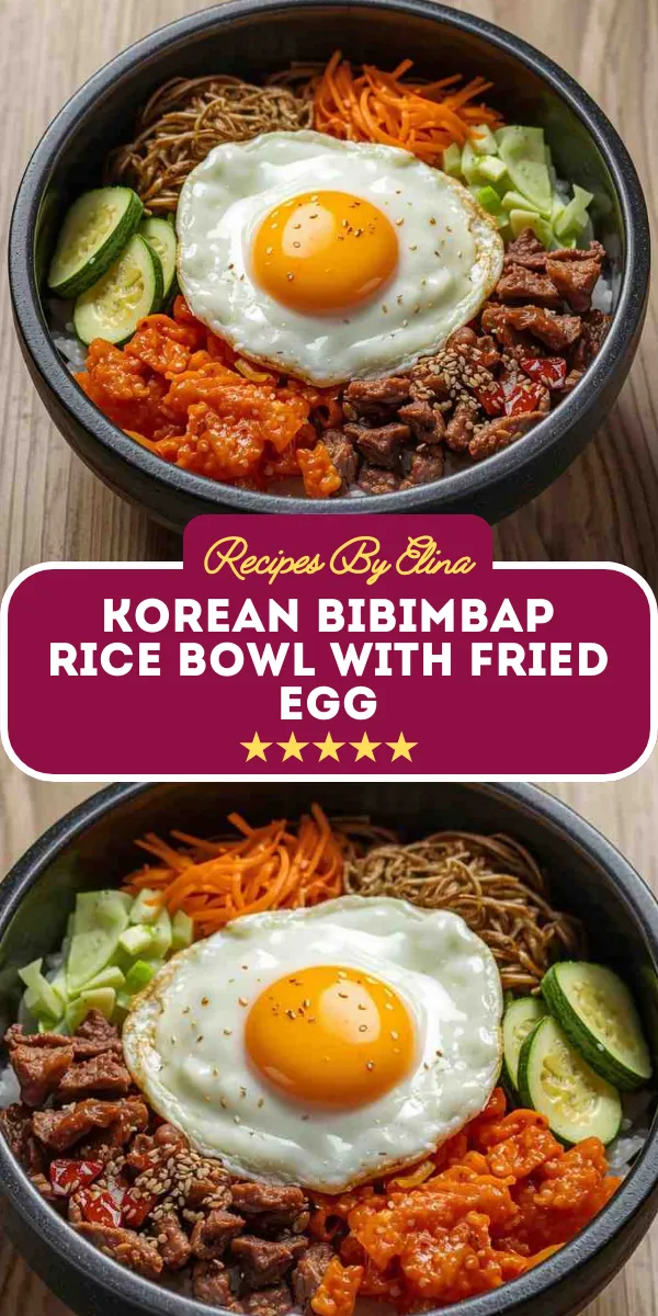 Korean Bibimbap Rice Bowl with Fried Egg