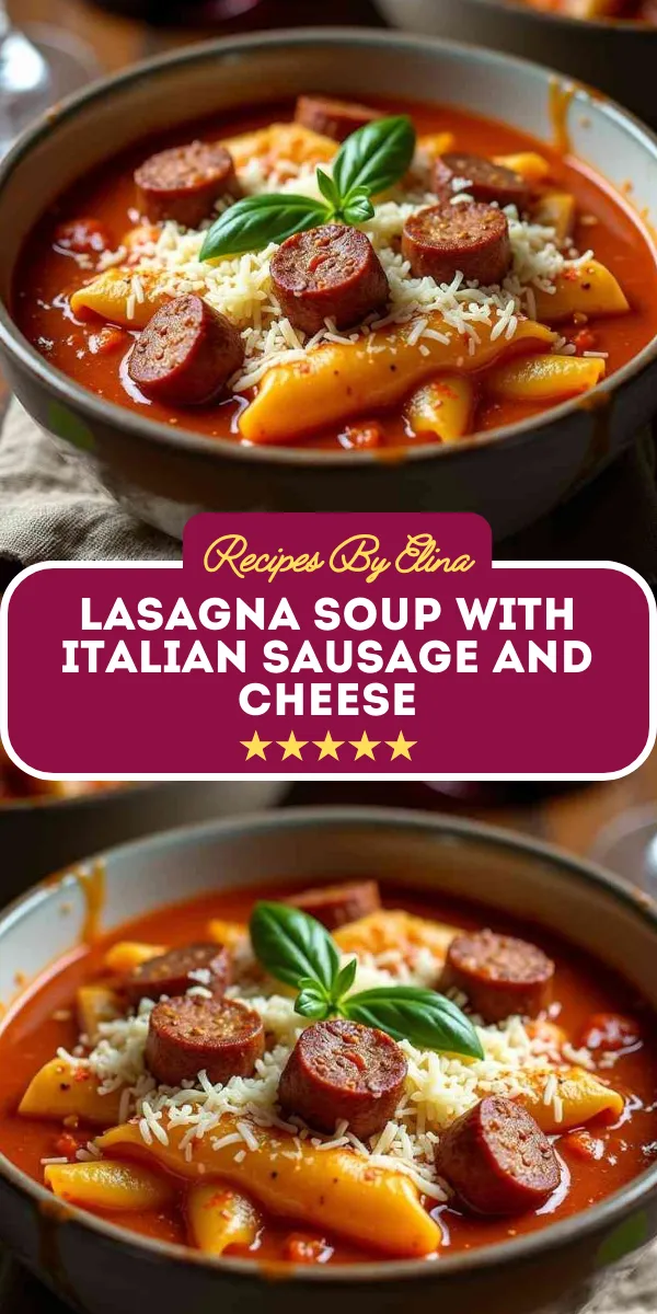 Lasagna Soup with Italian Sausage and Cheese