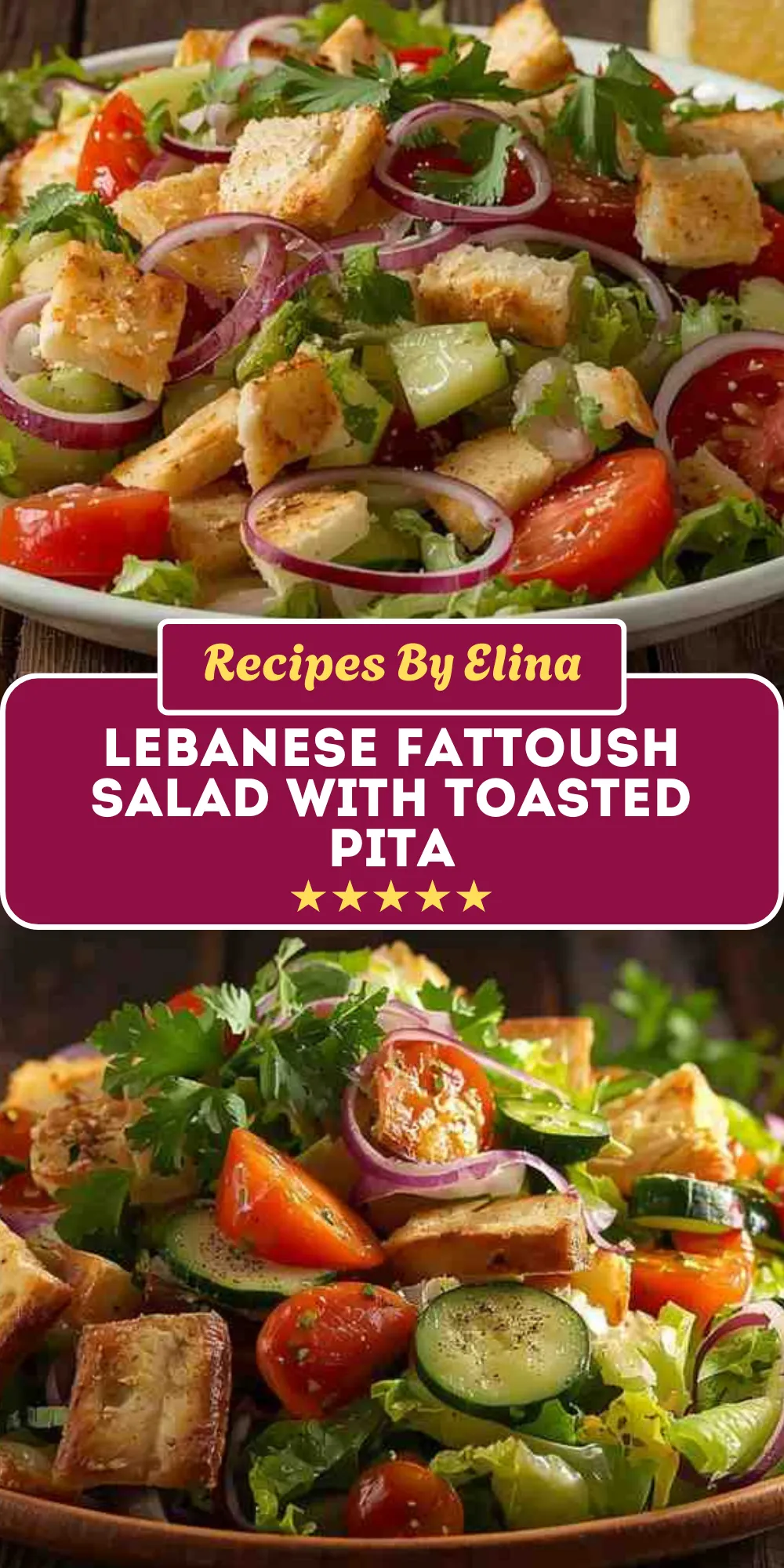Lebanese Fattoush Salad with Toasted Pita