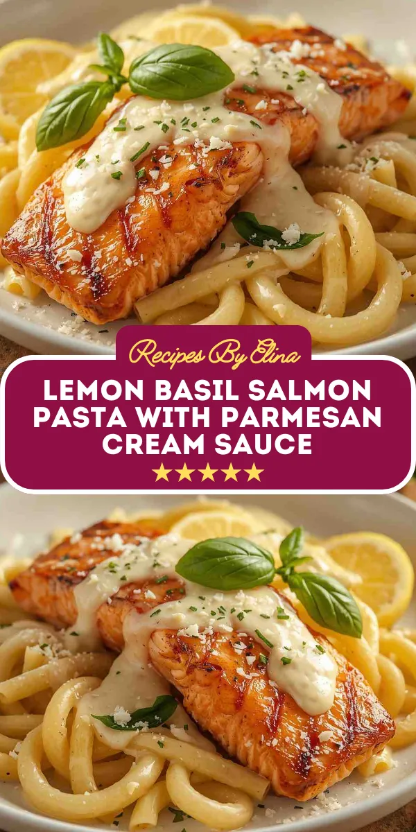 Lemon Basil Salmon Pasta with Parmesan Cream Sauce