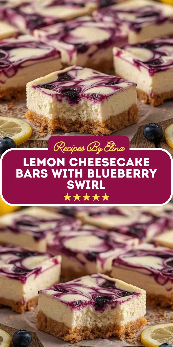 Lemon Cheesecake Bars with Blueberry Swirl