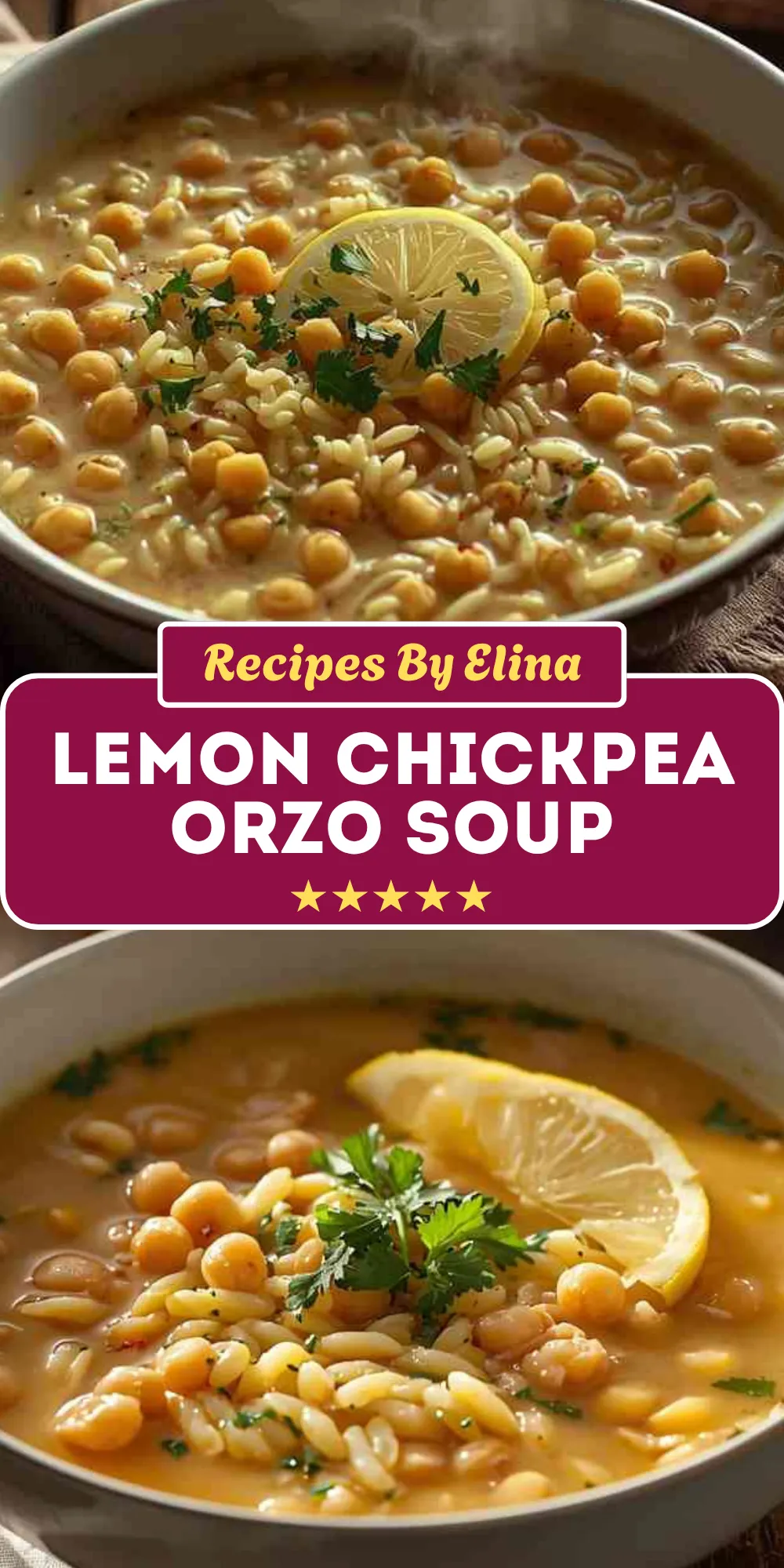 Lemon Chickpea Orzo Soup