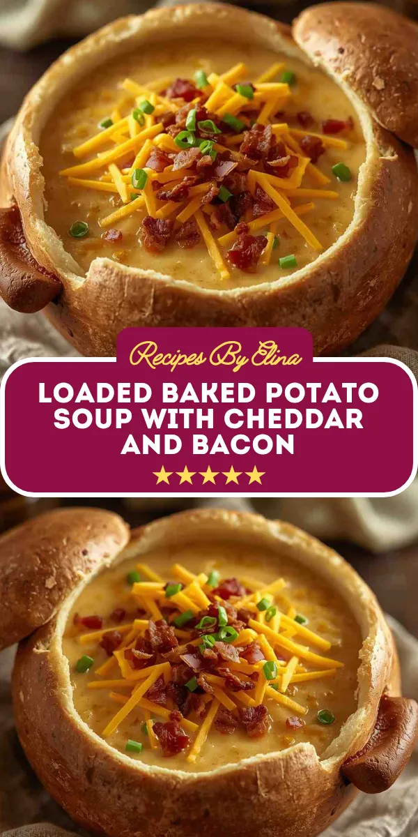 ⁠Loaded Baked Potato Soup with Cheddar and Bacon
