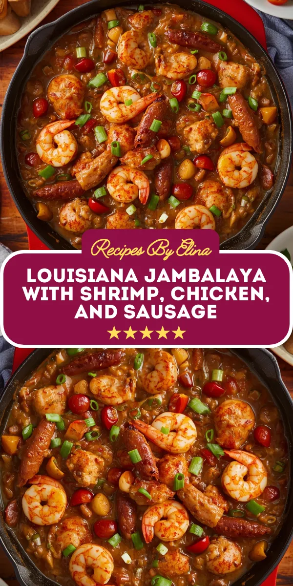 Louisiana Jambalaya with Shrimp, Chicken, and Sausage