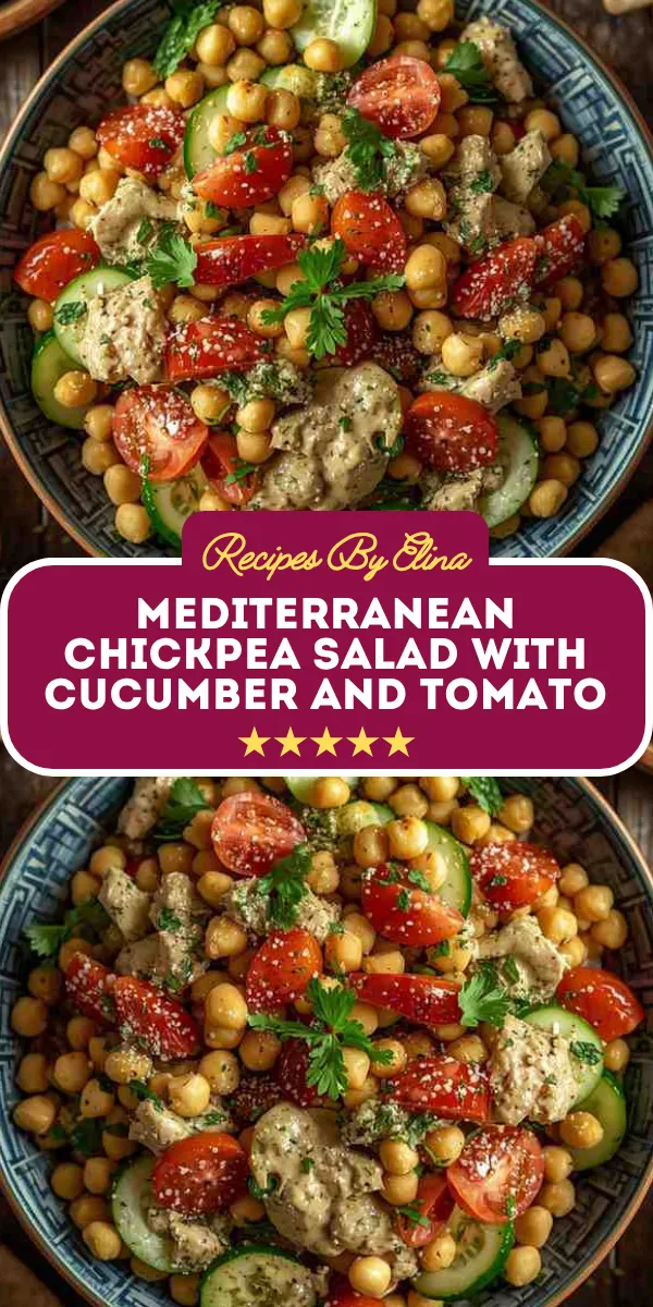 Mediterranean Chickpea Salad with Cucumber and Tomato